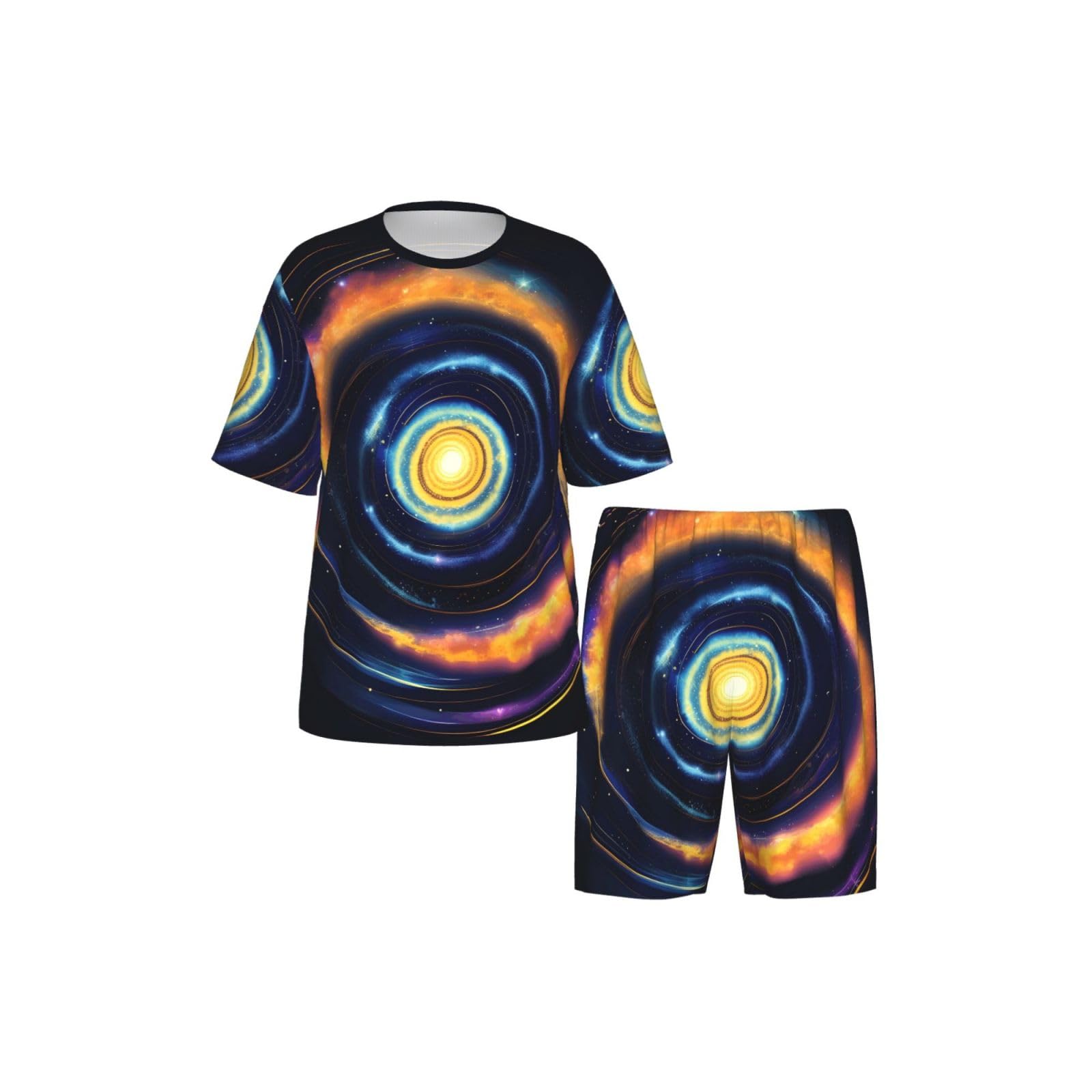 Space Spiral Cosmic Energy Print Classic - Conjunto de pijama para hombre, pantalones cortos de pijama suaves para hombre, perfecto para noches de verano