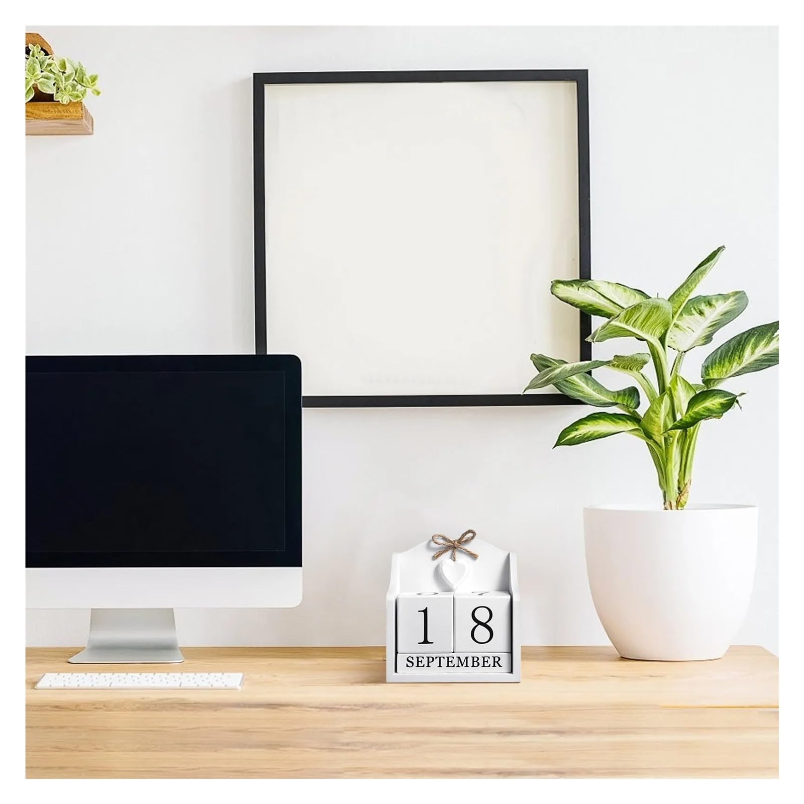 Tisch Dauerkalender aus Holz 1 Stück Holzkalender Vintage Rustikal Desktop Schreibtisch Blöcke Tischkalender Holz Monat Datum für Home Büro Dekoration
