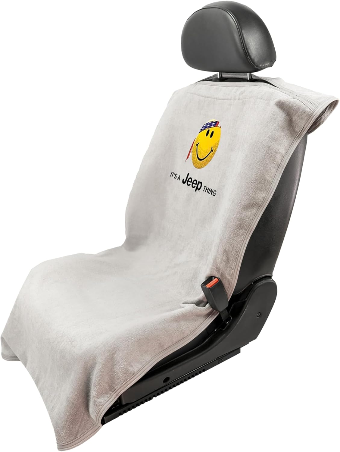 Seat Armour Seat Protector Towel 'Jeep Smiley Face' - Soft Machine Washable Jeep Seat Cover Towel - Easy to Install, Multipurpose Jeep Seat Towel - Black