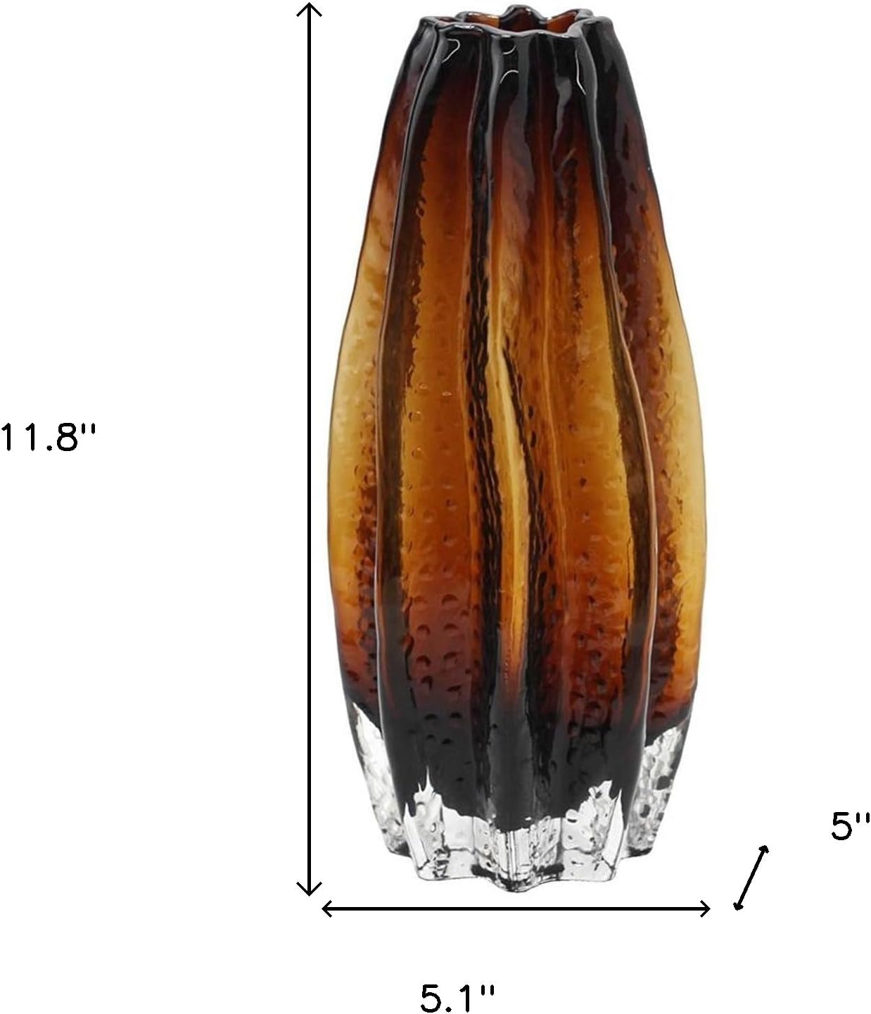 12" Burnt Umber Wavy Glass Table Vase