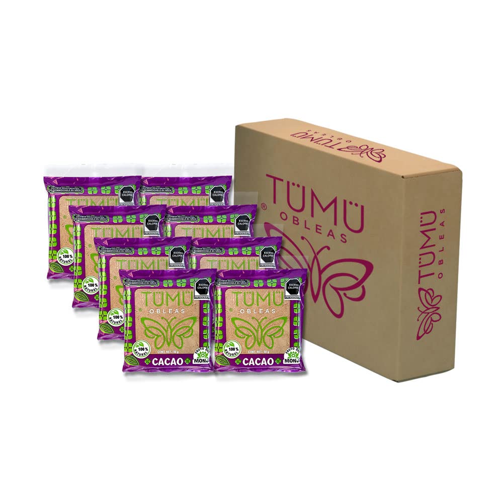 TUMU Wafers Cocoa Flavor 8 Pack 50g w/u. Snack Healthy, 100% Mexicano, Monk Fruit, Low Calorie & High Protein.