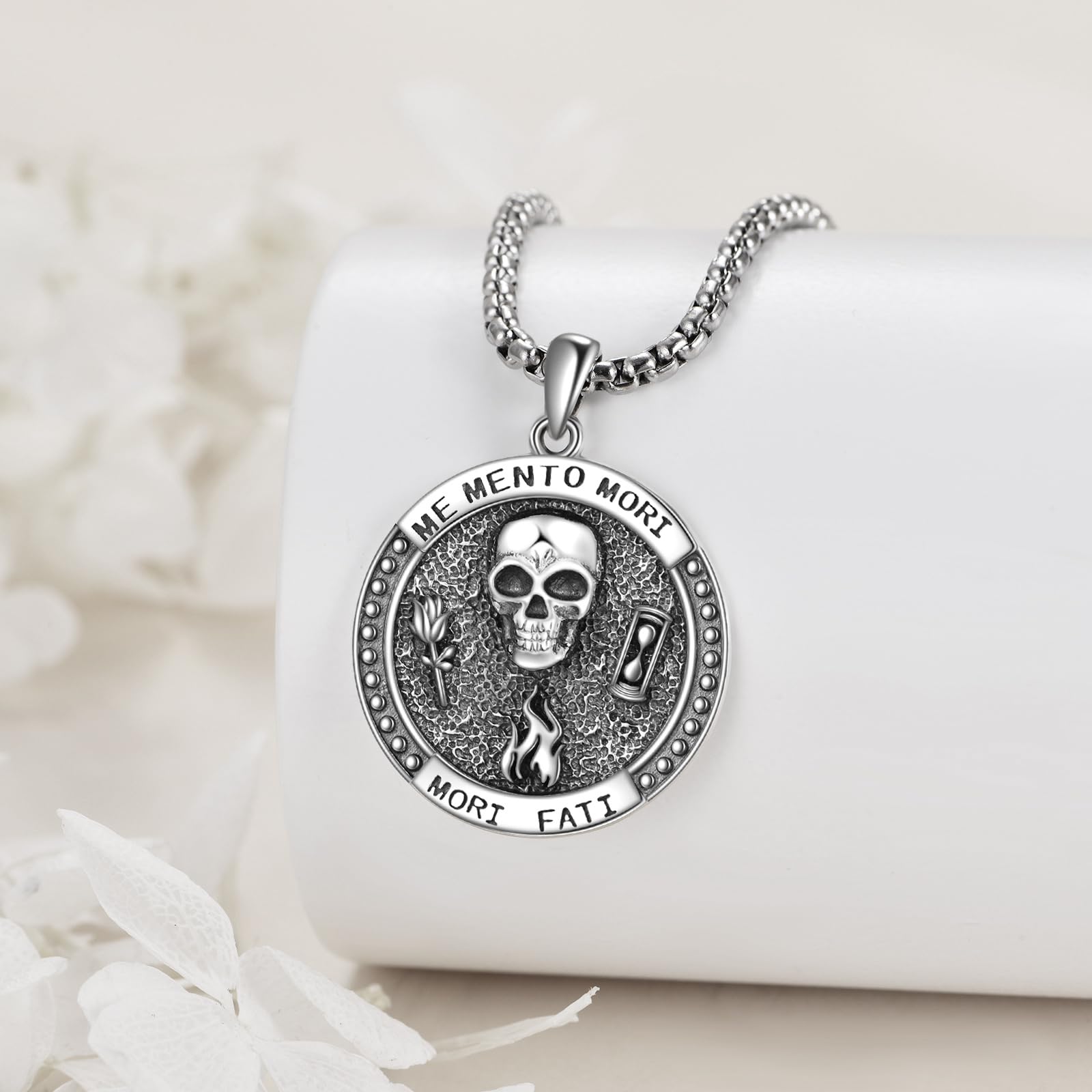 POPLYKE Thors Hammer/Kreuz/Memento Mori/Anatomische Herz/Raven Halskette für Frauen Männer Sterling Silber Wikinger Halskette Schmuck Geschenk für Männer
