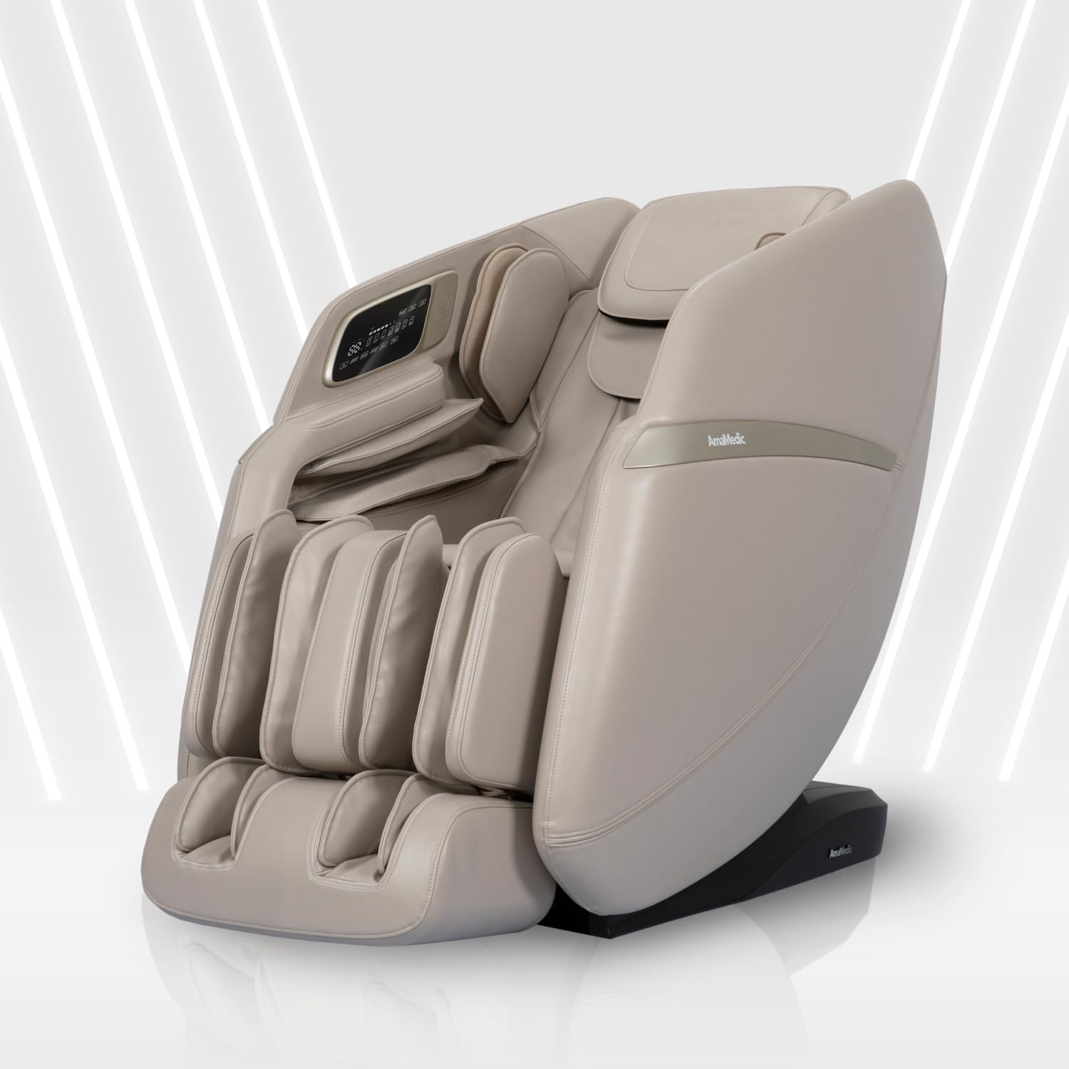 3D Astoria | Full Body Massage Chair l Intelligent Voice Control | Touchscreen Controller | Heating Therapy l Zero Gravity Reclining l Bluetooth Speakers (Taupe) product image