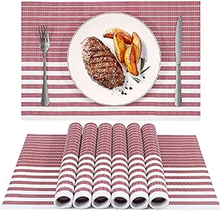 SUEH DESIGN Placemats Set of 8 Woven Vinyl Heat Resistant Place Mats Non-Slip Washable Mats Decoration for Dining Table Kitchen Party 45cmx30cm
