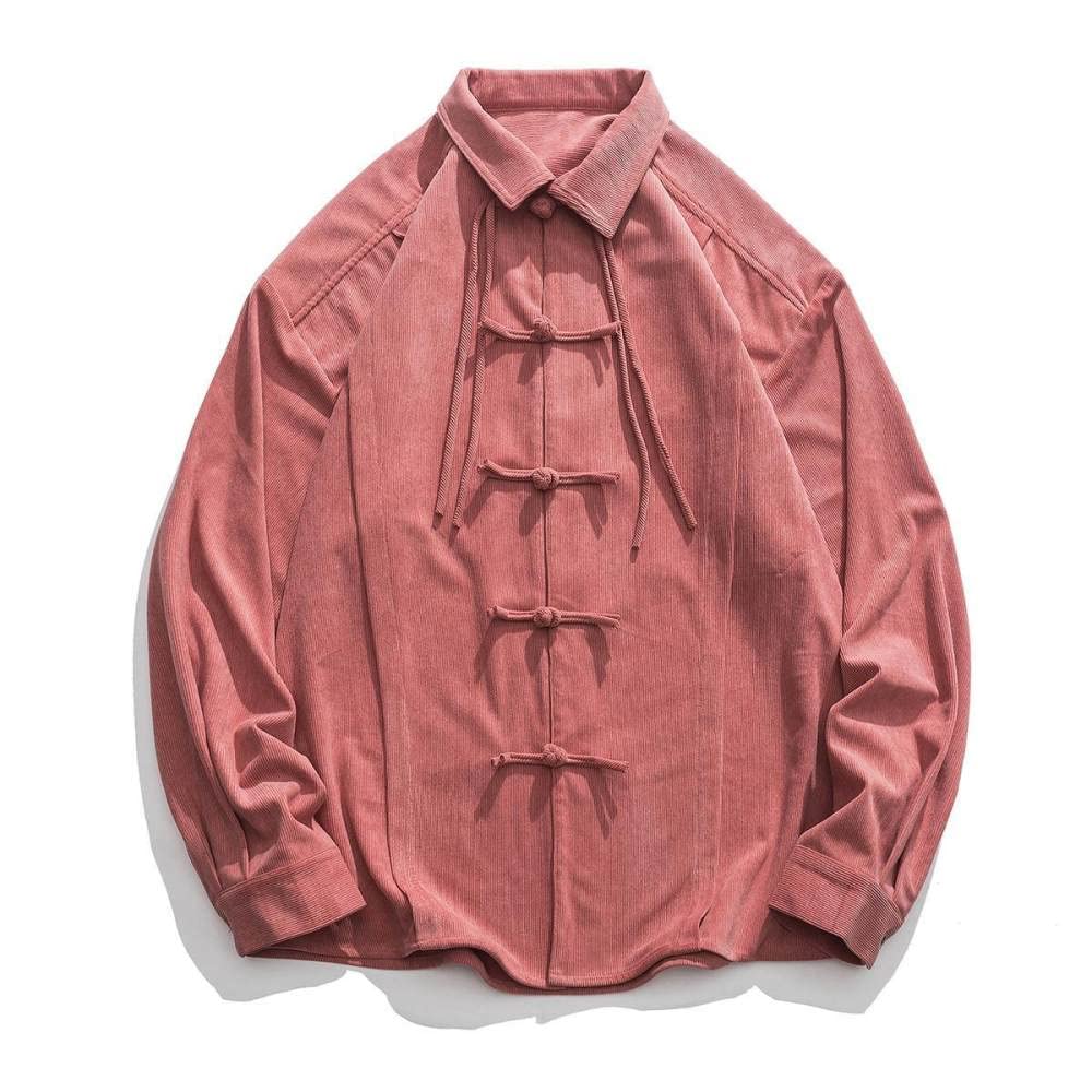 HGJH Herren Hemd Langarm, Herren Langarm Flanellhemd Thermohemd Ethnisches Rosa Hemd Button-Down-Baumwolle Großvaterhemd Bequemes Henry-Hemd Lässiges Arbeitshemd Für Männer Jungen