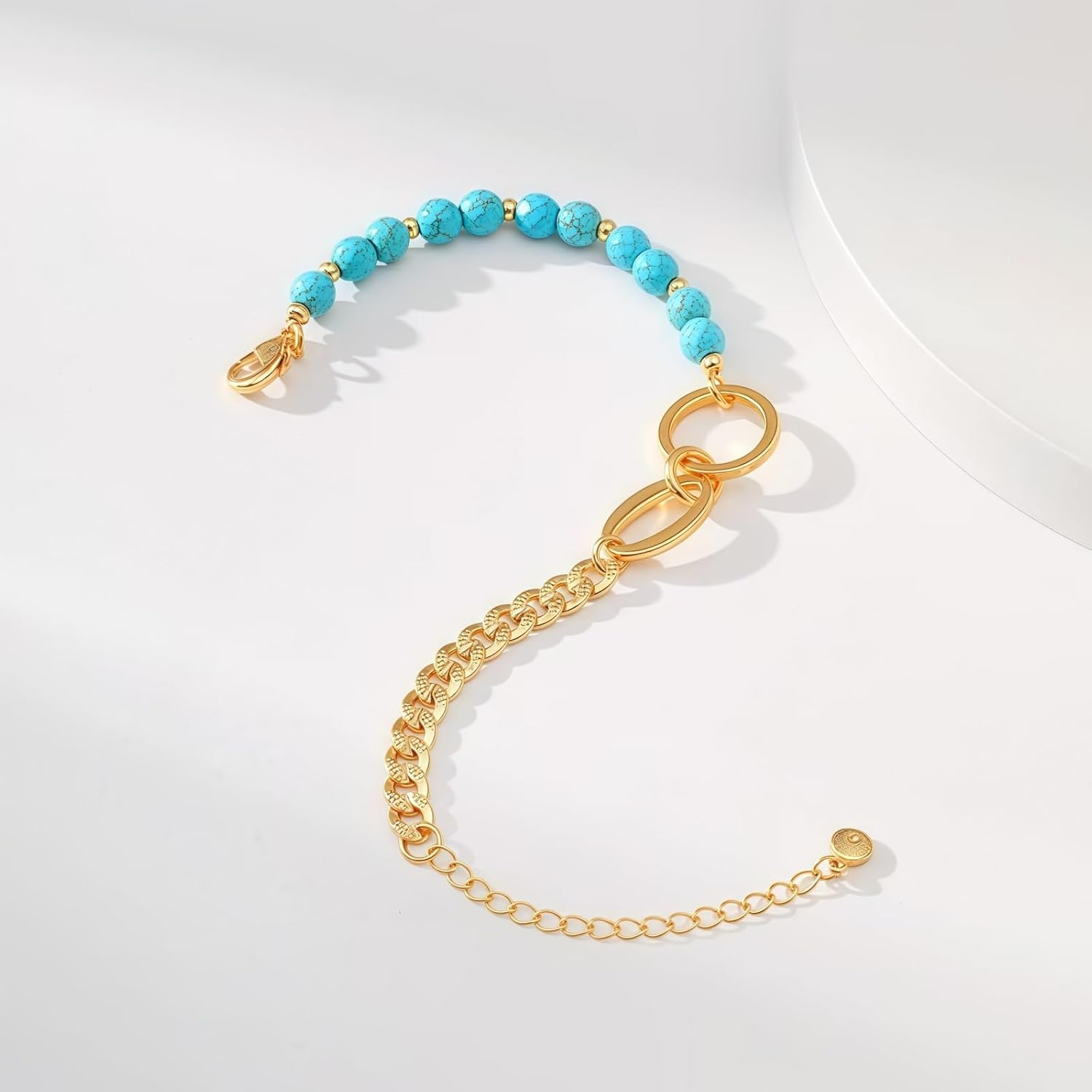 Turquoise Bracelet 18K Gold plated for Women - Natural Stone Stackable Beads Adjustable Spiritual Jewelry Luxury Gift - Image 7