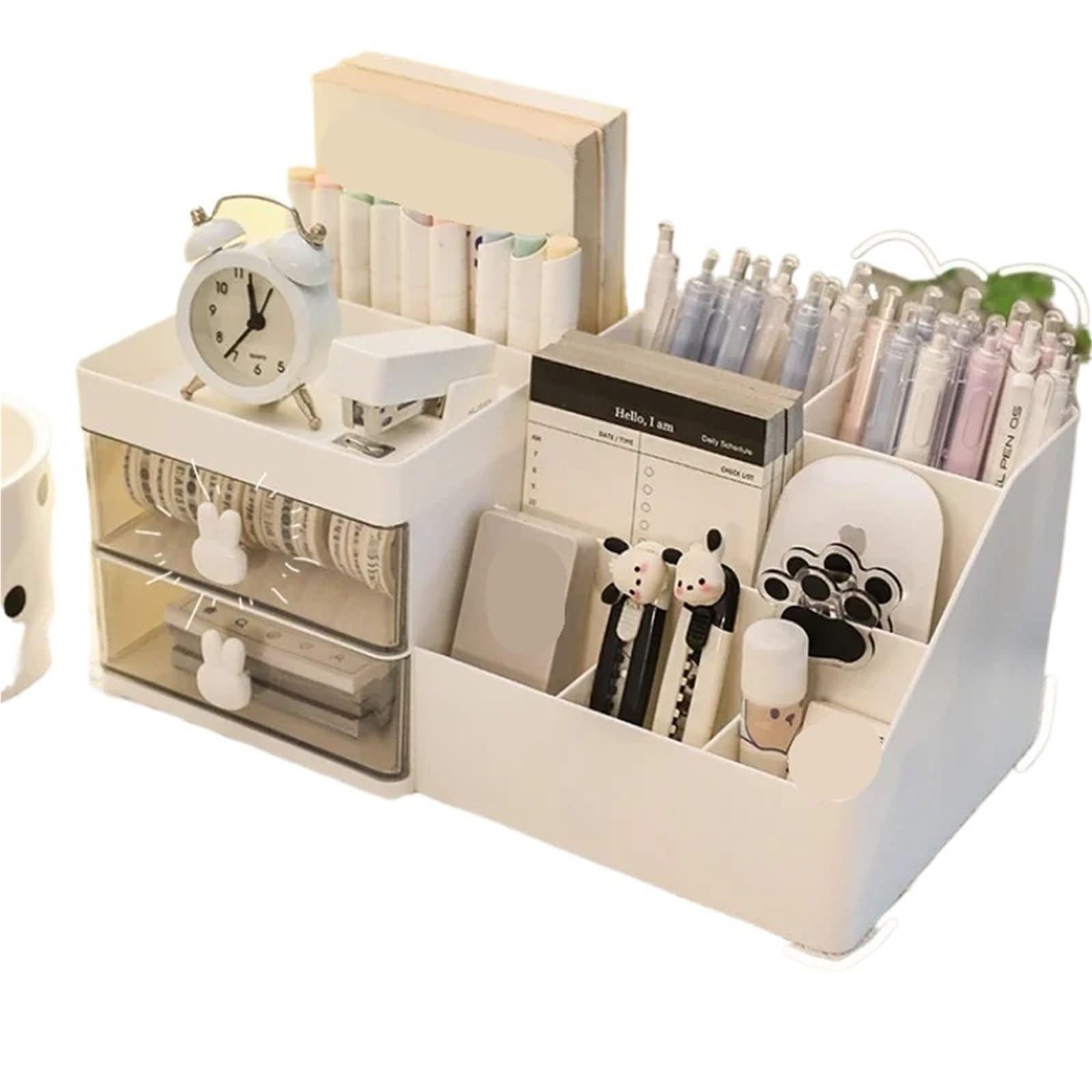 XUCZHAI Transparent Storage Box Desktop Organizer With Drawers Stationary Rack For Desks(Yellow)
