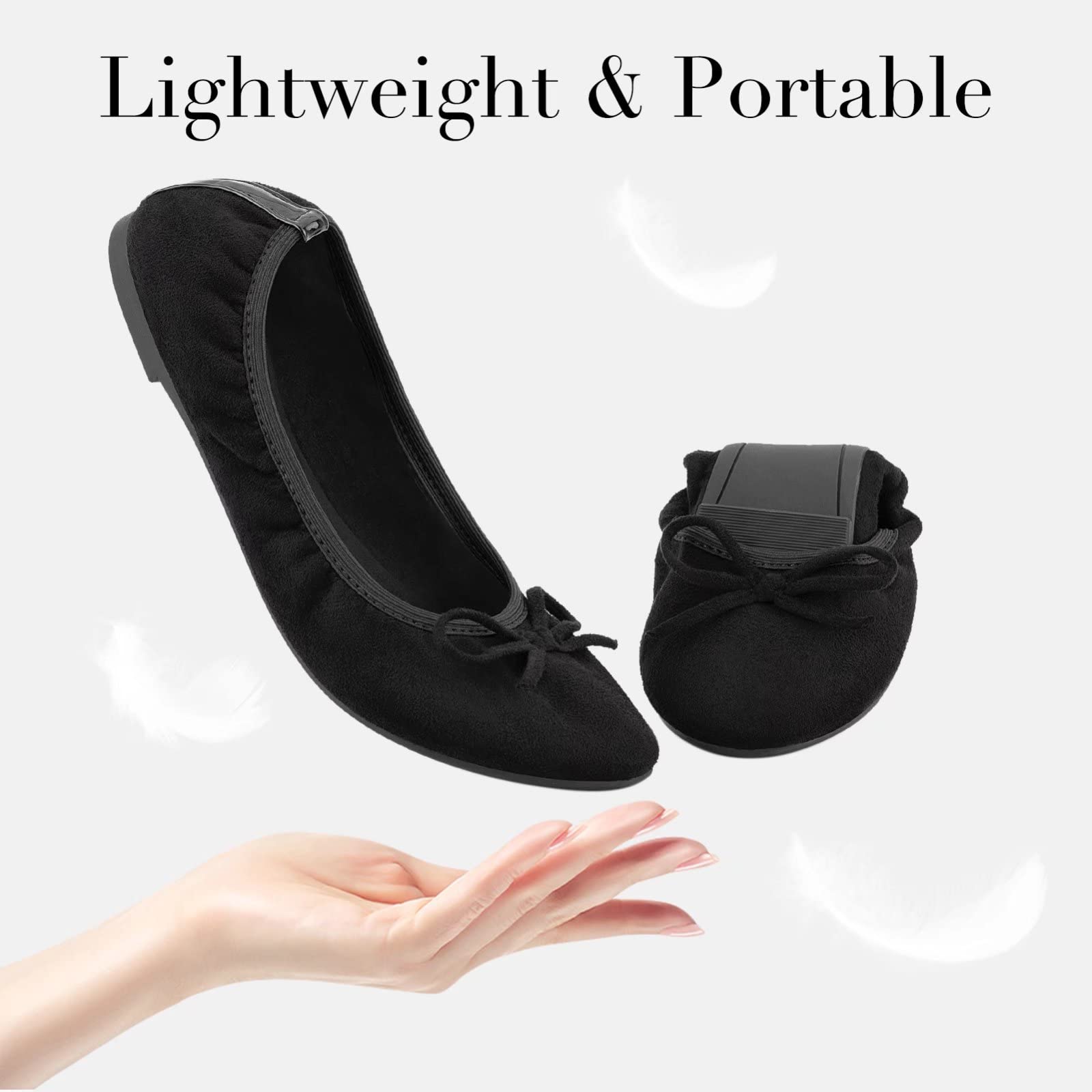 Greatonu Ballerines Femme Plates Ballerines Pliable Bout Fermé Chaussures Pointe Ronde avec Semelle Souple - Parfait pour Les Mariages et Les fêtes