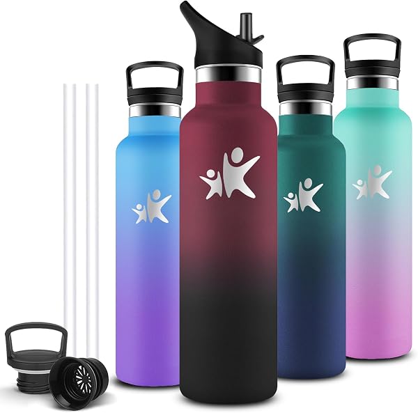 Borraccia Termica, Borraccia 1 litro, Senza BPA, Bottiglia Termica, Con filtro e Cannuccia, Borracce Termiche, Mantiene Caldo per 12 Ore/Freddo 24 Ore, Borracce per Sport, Trekking, Ciclismo - 1