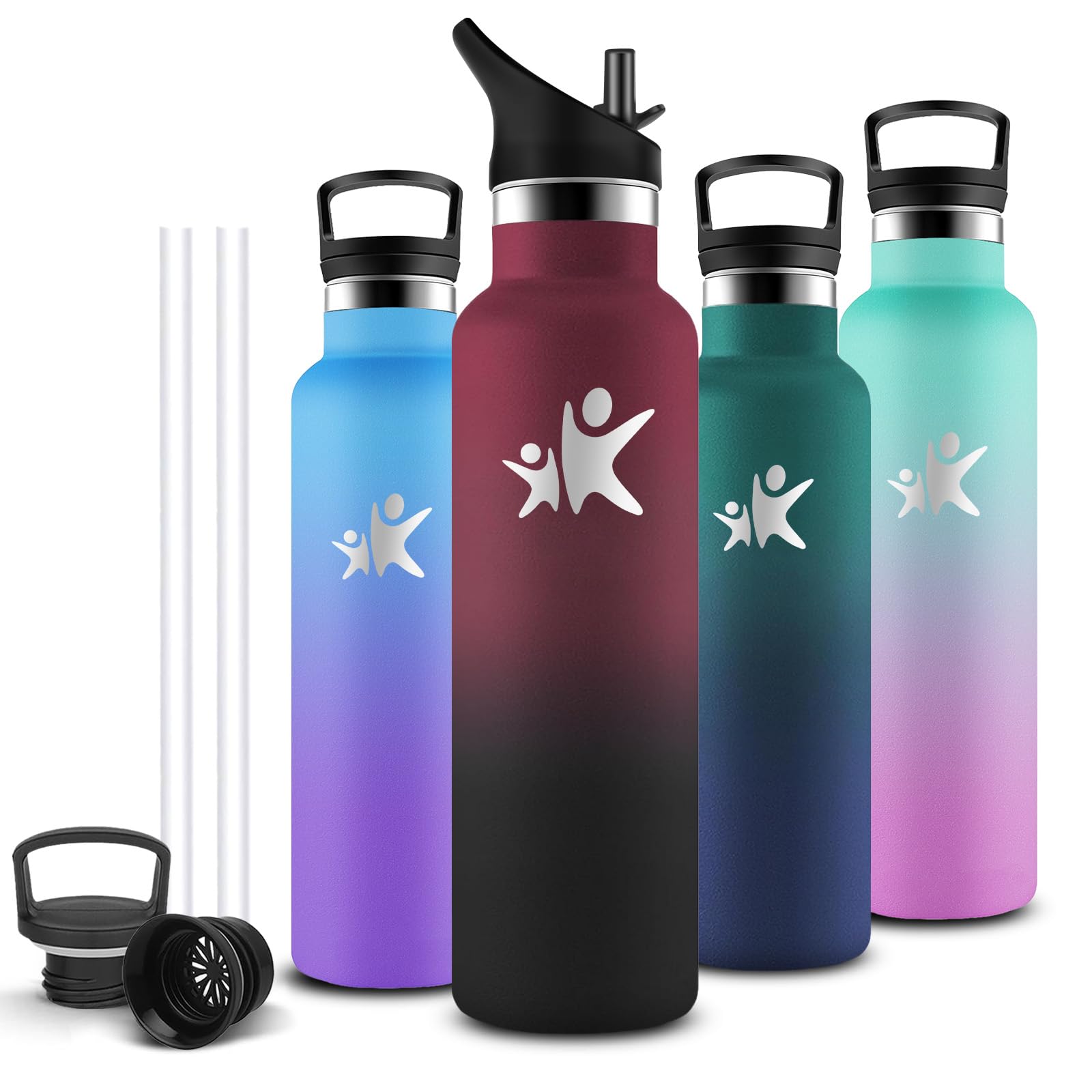 Mujigaga Insulated Water Bottle, 1 Litre, BPA Free, Thermal Bottle, with Filter and Straw, Thermal Water Bottles, Keeps Hot for 12 Hours/Cold 24 Hours, Sports Water Bottles, Trekking, Cycling