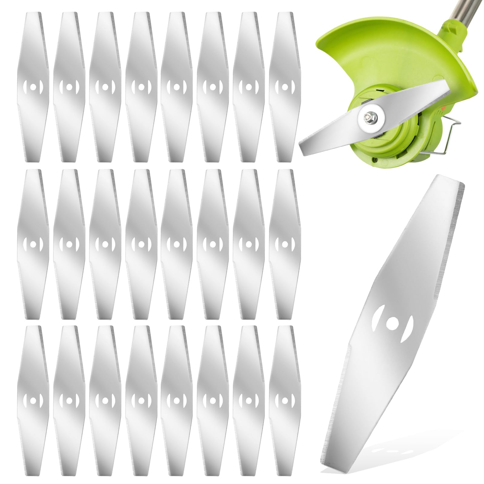 24 Stück Rasentrimmer Messer, Ersatzmesser Rasenmäher, Freischneider Messer, Motorsense Ersatzklingen aus Metall, Rasentrimmer Zubehör Klingen