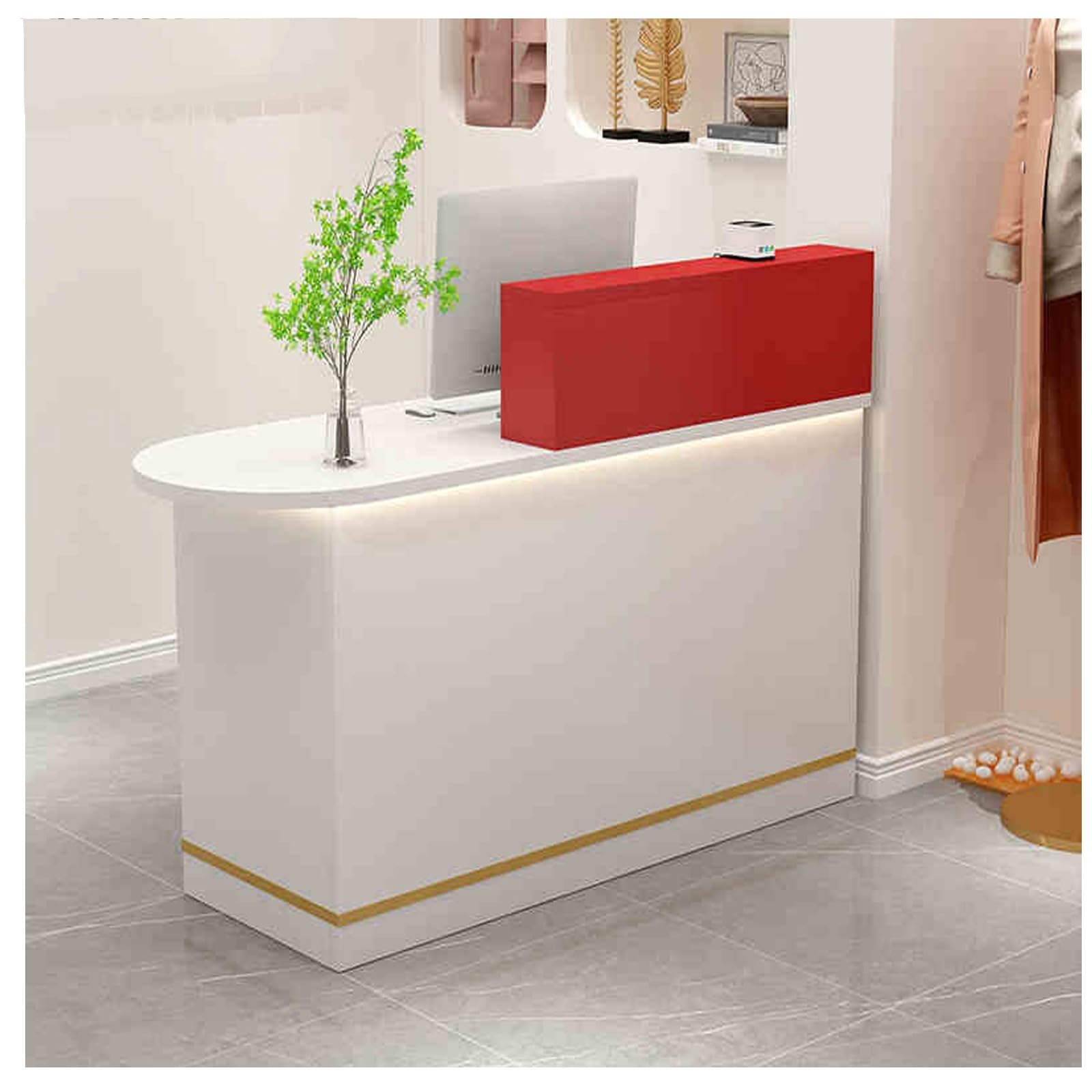 Nowoczesna kasa fiskalna z zamykanymi szufladami i szafkami, stolik przedni do salonu piękności, wejścia, domu, biura, rozmiar A2 (L-120 x 45 x 99,8 cm)