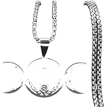 Witch Triple Moon Goddess Luna Necklace For Women Men Stainless Steel Silver Color Amulet Hecate Chain Jewelry Collier N9736S02