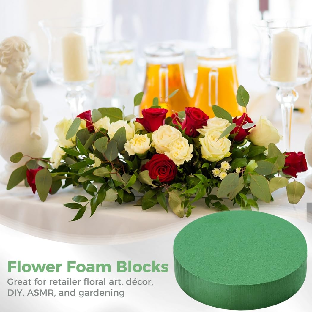 6 Stück Blumensteckschaum rund, 7 Zoll großer Trockensteckschaum für Kunstblumen, trockene und nasse Styroporblöcke für Blumenarrangements und Floristikbedarf