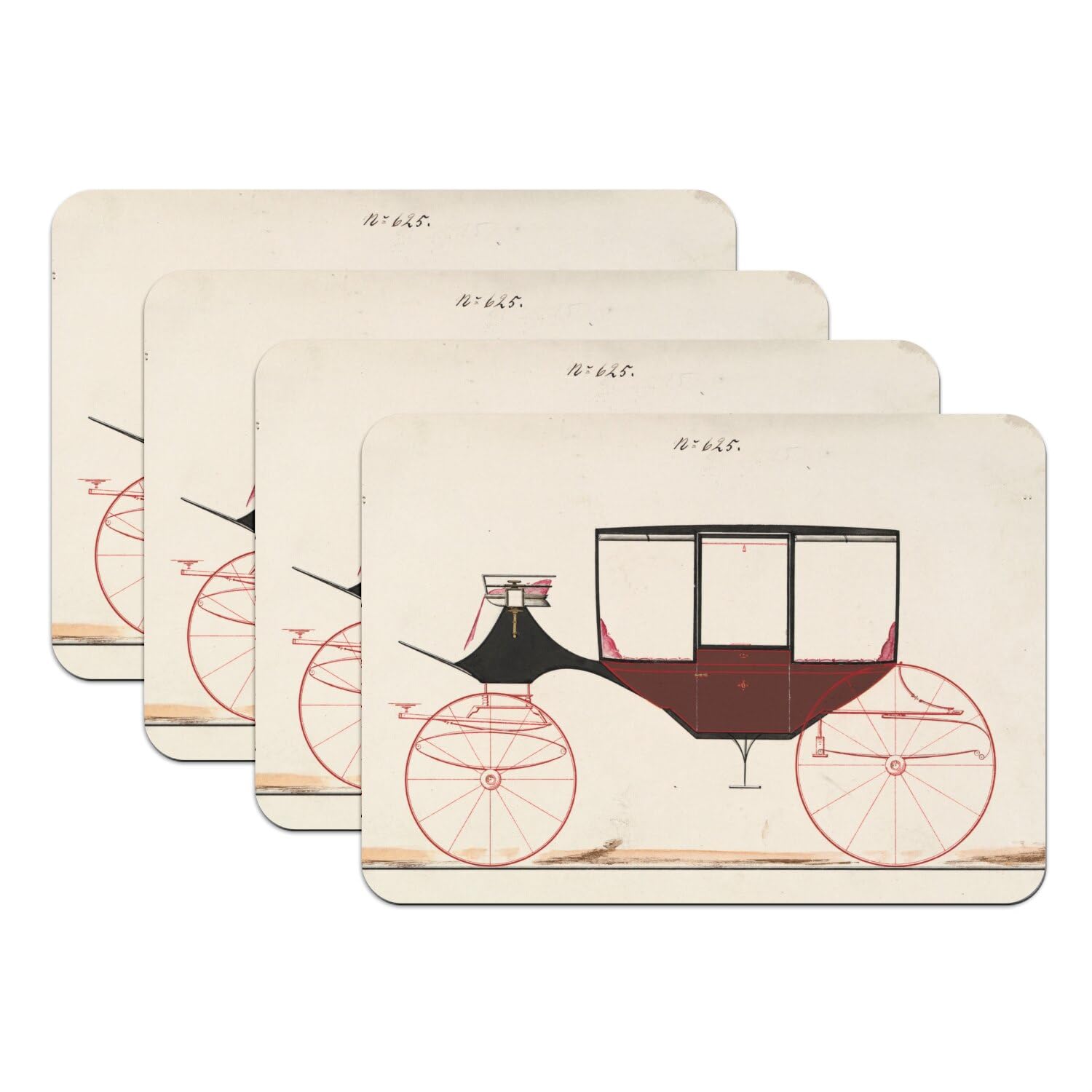 Set de table vintage en caoutchouc vieille calèche grand format de 39,5 x 28,5 cm pour salle à manger