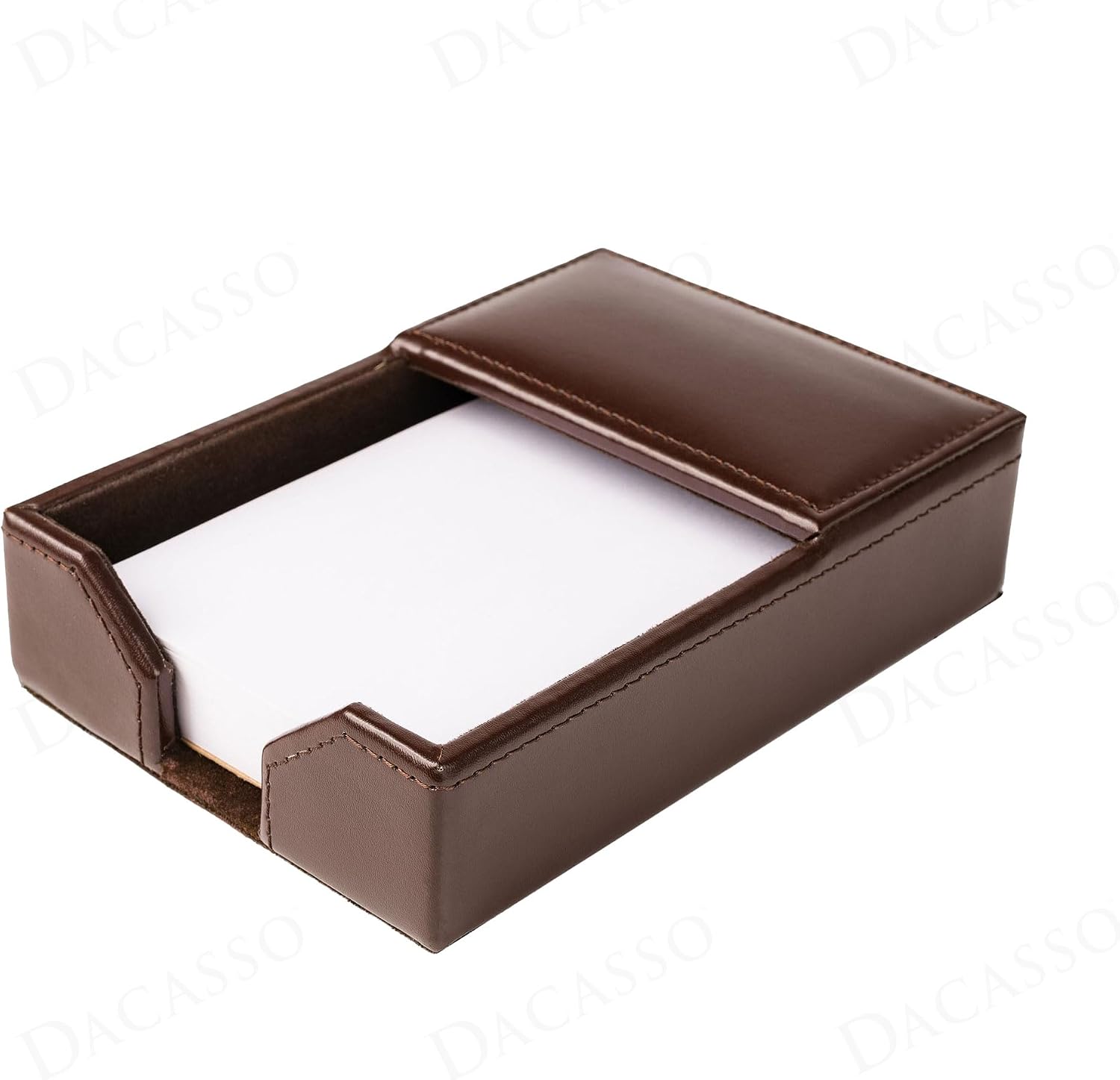 Dacasso Dark Brown Bonded Leather Memo/Note Holder for Desktop - Executive Decor & Office Organization Essential