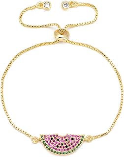 Pulseras Brazalete Joyería Mujer Serie De Frutas Navideñas Coloridas Pulseras con Dijes De Sandía para Mujeres Niñas Pulsera De Cadena Ajustable Joyería De Cristal