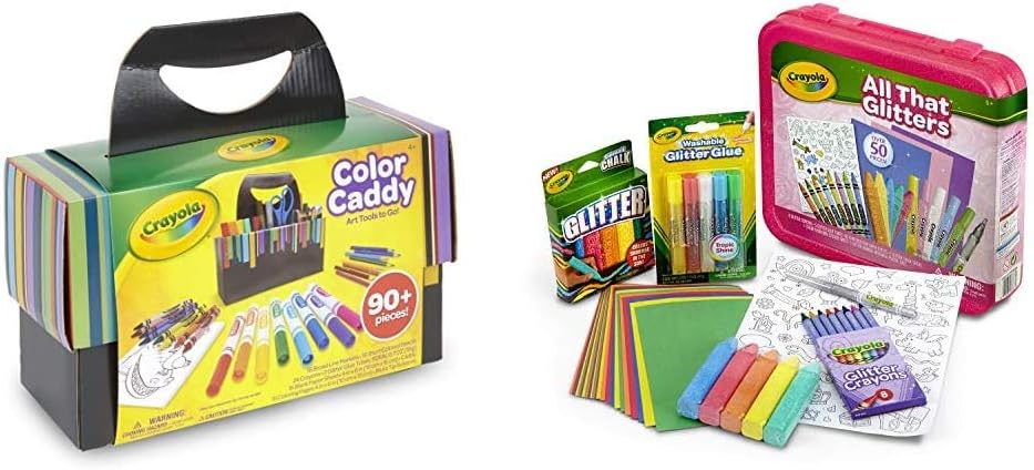 Crayola Color Caddy, Art Set Craft Supplies, Gift for Kids & All That Glitters Art Case Coloring Set, Toys, Gift for Kids Age 5+