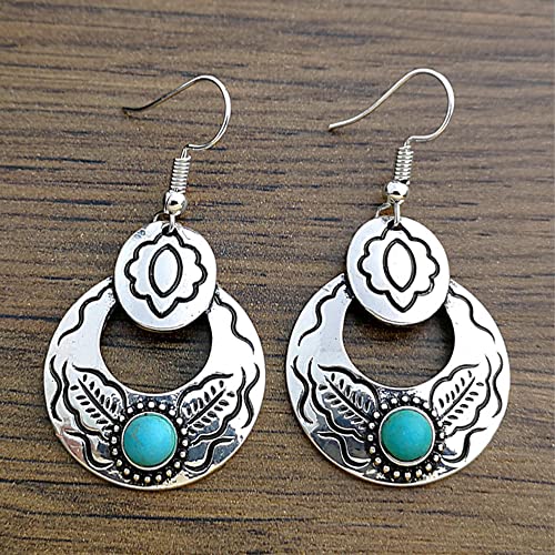 Bohemian Vintage Silver Turquoise Drop Dangle Earrings For Women Girls Hypoallergenic Simulated Turquoise Earrings Waterdrop Dangling Jewelry For Birthday Party Christmas Gifts (C) #TOP4