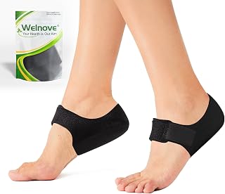 Welnove 2PCS Heel Protectors, Heel Pads, Heel Support for Heel Pain from Plantar Fasciitis - Heel Spur -Tendinitis- Cracked Heels (Women Sizes: 6-14. Men Sizes 7-13-Black)