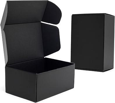 Timirog 9x6x4 Inches Black Shipping Boxes 25 Pack - Corrugated Cardboard Mailing Box for Small Business, Tab Locking Literature Mailer Packaging Supplies for Packing Digest Size Book Gifts Craft DVD
