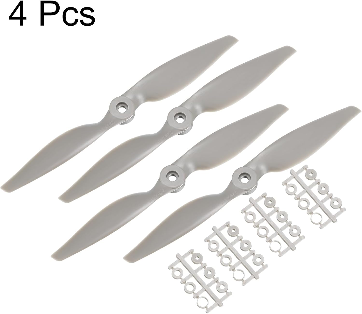 MECCANIXITY 9x4.5 Propeller RC Propellers 2 Vane Blades Props Grey with Adapter Rings for Electric Airplane Aircraft, Pack of 4