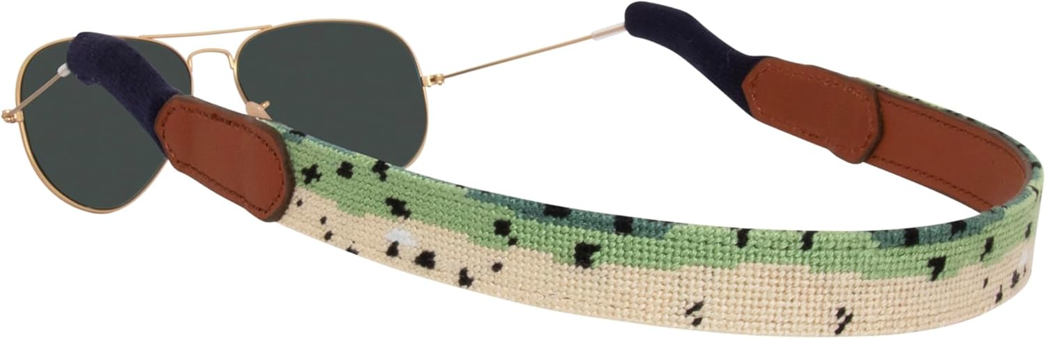 Leather Hand-Stitched Needlepoint Sunglass Strap Retainer