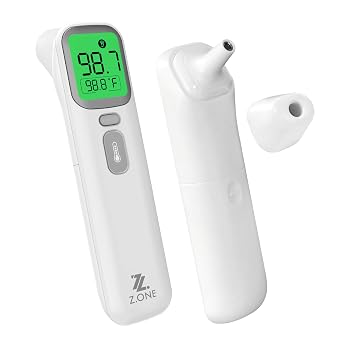 Z.ONE 2-in-1 Infrared Thermometer, for Adults and Children with Forehead Ear and Object Modes, Fast Accurate Readings, Non-Contact Digital Thermometer with LCD Display, Batteries Included, Pack of 1