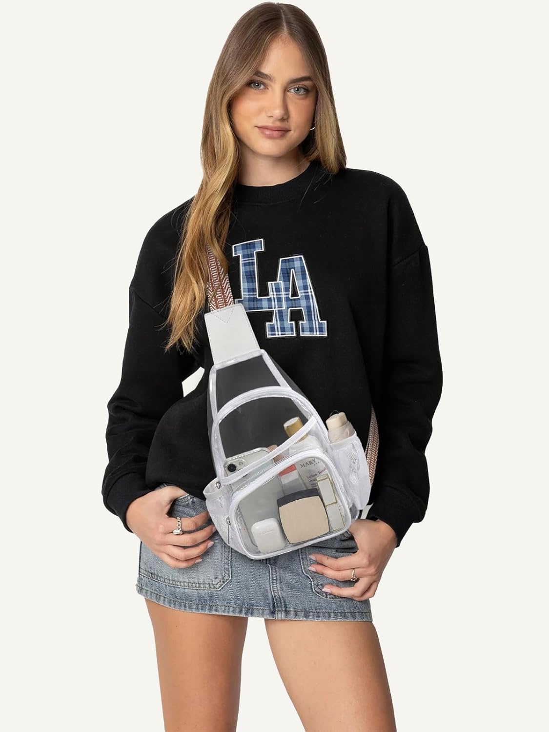 Clear Bag for Stadium Events, Clear Crossbody Bag For Women Men, Transparent Purses, See Through Large Sling Backpack - Image 2