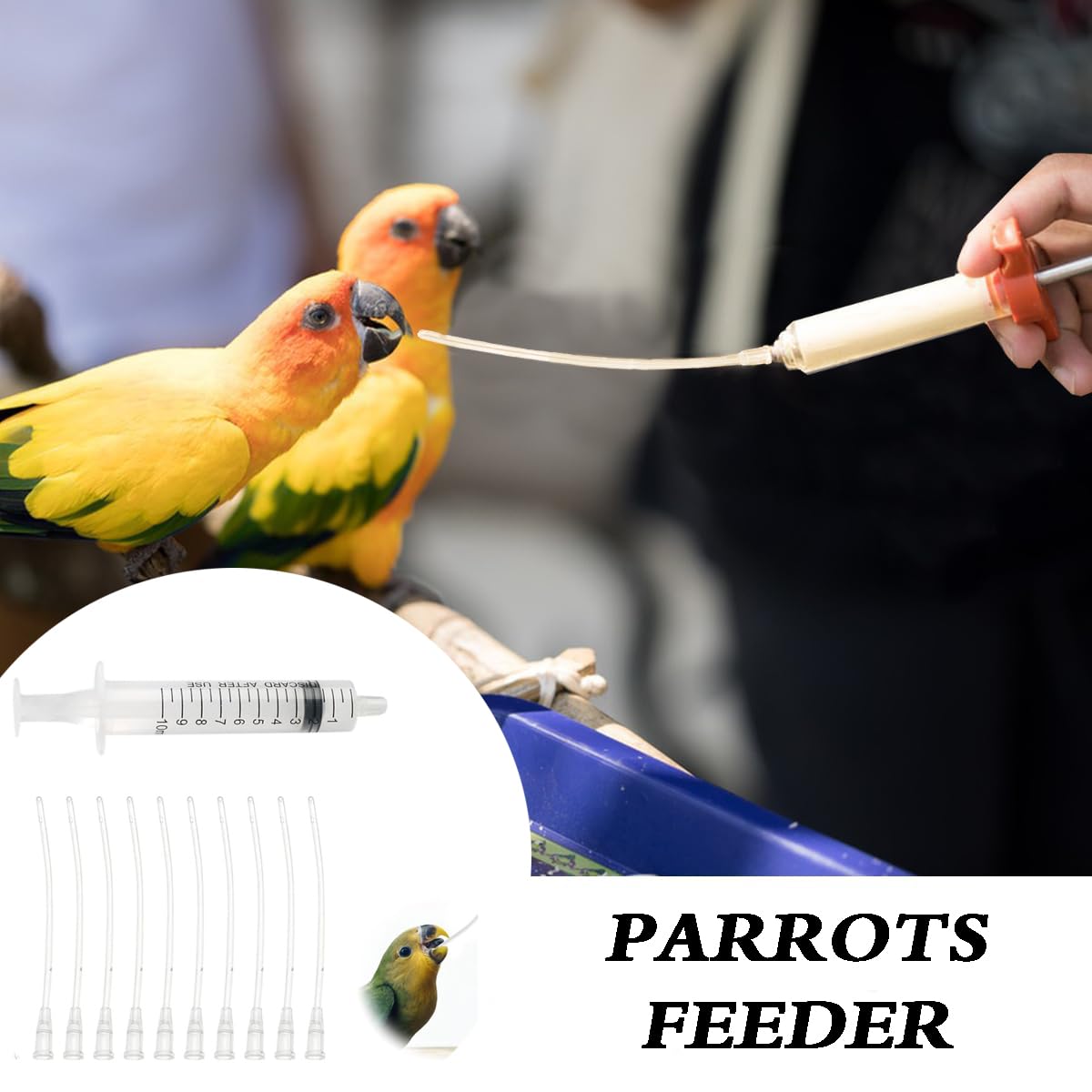 Tubes D'Alimentation Pour Oisillons,10 ML Seringue D'Alimentation pour Oiseau Avec 10 Tubes,Seringue Insuline,Seringue Alimentaire,pour Oiseaux Perroquets Et Petits Animaux Pour Lait Eau Médicaments