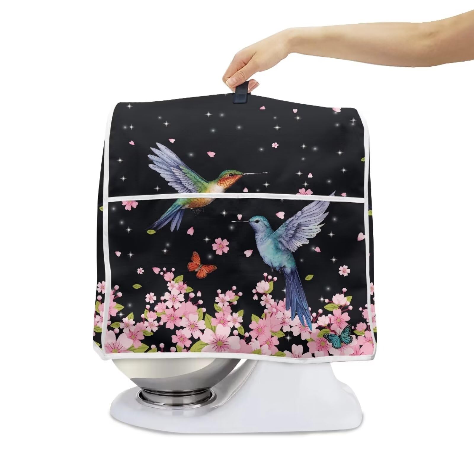 ASQVTIFE Pioneer Woman Kitchen Stuff Stand Mixer Cover Kitchen Appliance Organizer Bag Cover with Pockets 6-8 Quarts Bird Print