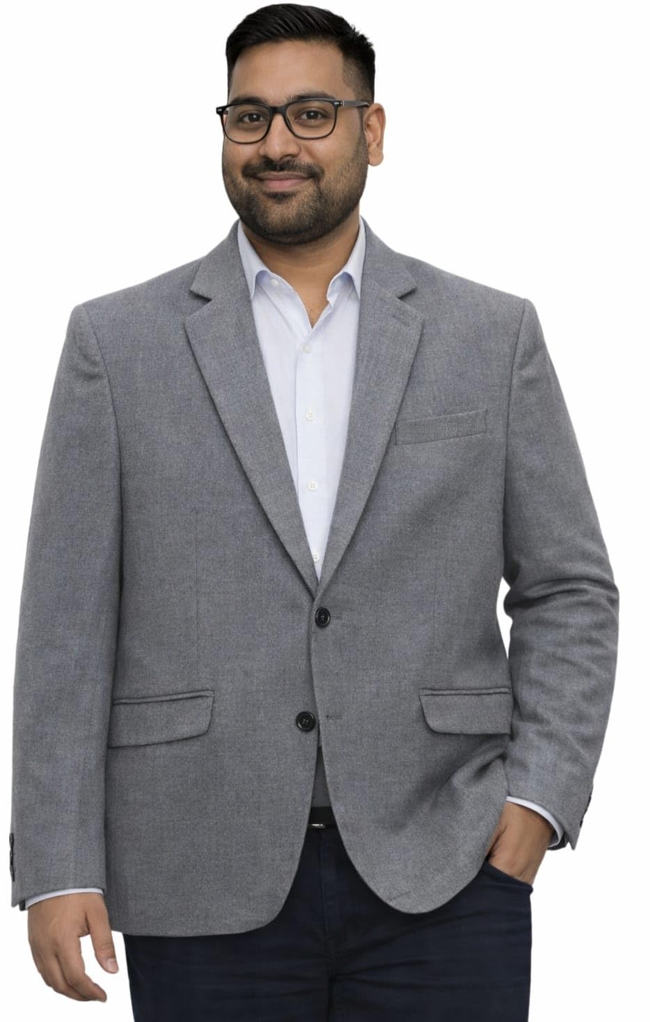 ifox lifestyle Men's Plus/Big/Tall Size Grey Plain Blazer, 2-Button Single Breasted, Notch Lapel for All Occasions (in, Numeric, 52, Plus)-picture-42