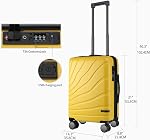 VANKEAN Transportez vos bagages avec les roues Spinner & TSA Verrouillage, transport aérien à coque rigide extensible et modulable approuvé, 20 pouces de charge, jaune