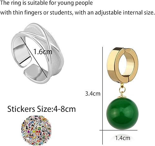 Miniatura 5 de Dragon BLL. Pendientes Anime Cosplay Pendientes Clip Oído Anillo Gokü Dibujos Animados Carácter Pegatinas 22 piezas