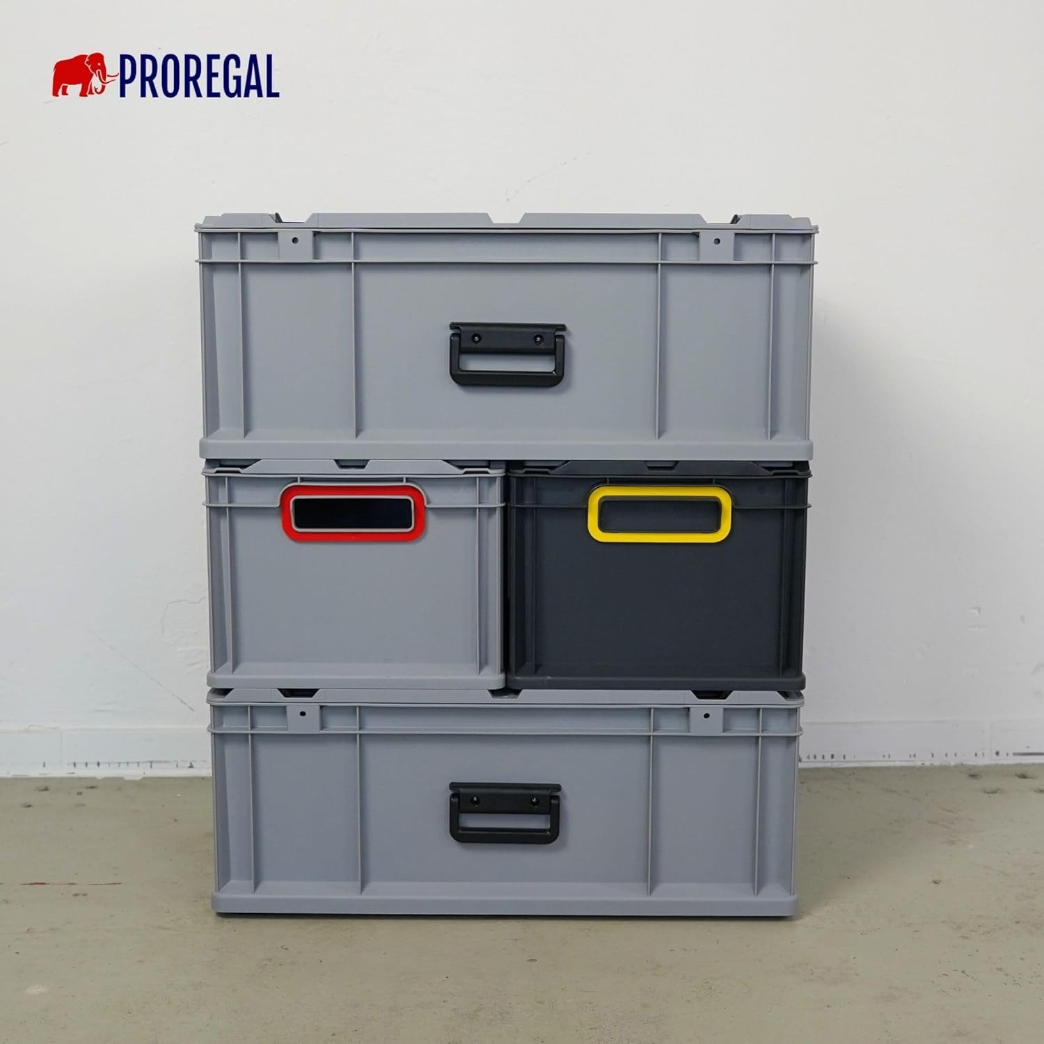 PROREGAL SuperSparSet 2x Eurobox NextGen Portable Made in Germany | HxBxT 33,5x40x60cm | 65 Liter | Schwarz | Eurobehälter, Transportbox, Transportbehälter, Stapelbehälter