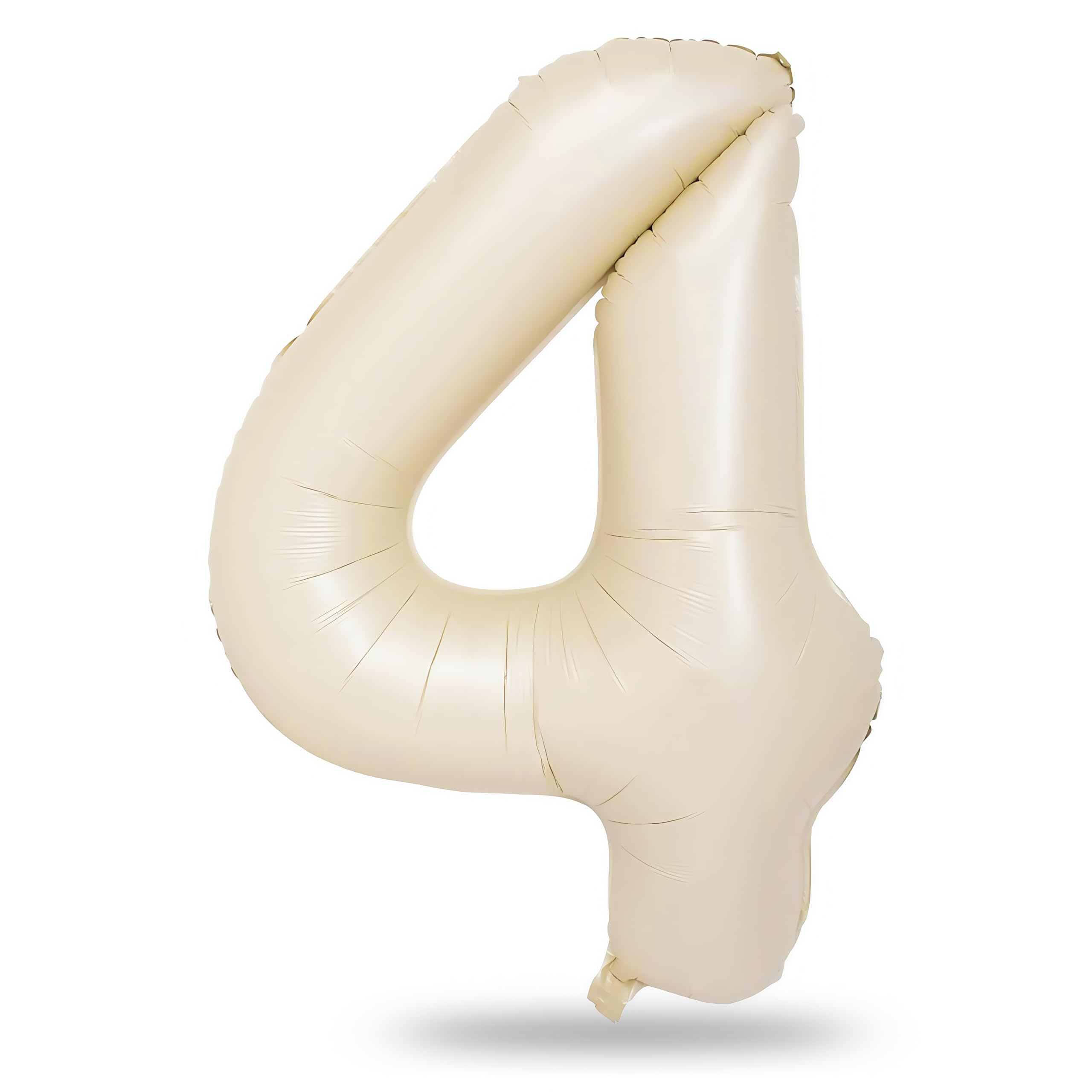 Cream 4 Balloons, 40 Inch Large Beige Foil Number Balloons Set 0-9, Self Inflating White Sand Digital 4 Helium Balloon for Boys Girls Women Birthday