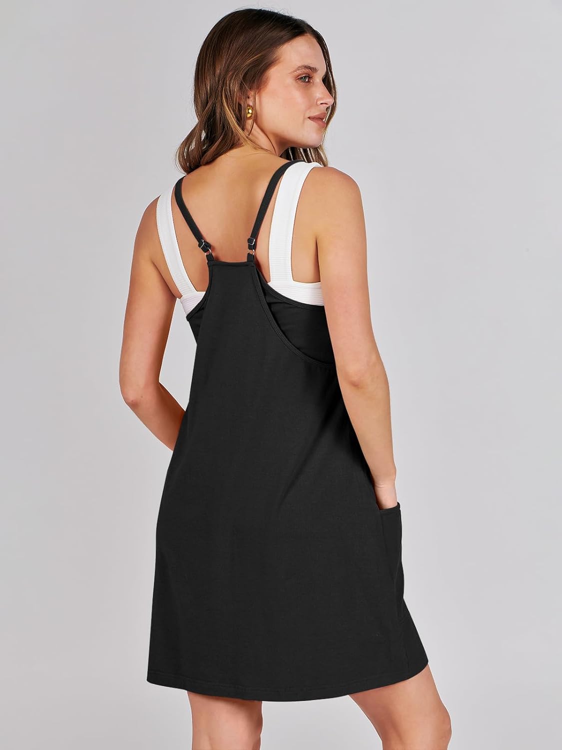 Caracilia Womens Summer Athletic Mini Dress Casual Sleeveless Built in Shapewear Romper Short Sundress Tennis Workout Outfits - Image 5