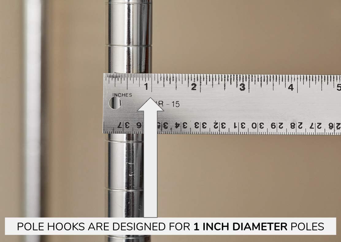 Shelf Pole Hooks | 5-Pack 4" All-Purpose Hooks | Chrome | Heavy-Duty Snap-On for 1" Metro, Wire, or Metal Shelving | Ideal for Garage, Kitchen & Warehouse Storage Classic image 8 of 9 B07NDQSRCT