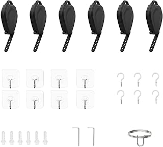 Acogedor VR ケーブル管理、 2、Rift、Rift S、Valve Index、 Vive、 リンク ケーブル用のフックとネジ付き格納式天井プーリー システム 6 個パック (VRケーブルフック​​)6個パッ)