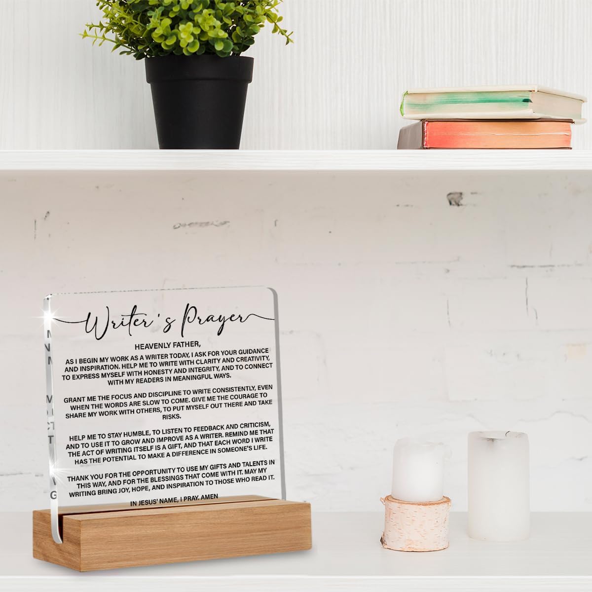 Writers Prayer Office Desk Decor Sign, Christian Writing Gifts for Writers, Bloggers, Author, Writer's Prayer Clear Acrylic Sign Office Decorations image 4