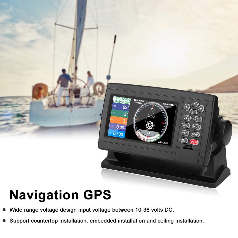 Marine GPS Navigator, 5 Inch Color LCD Double Chart Boat Satellite GPS