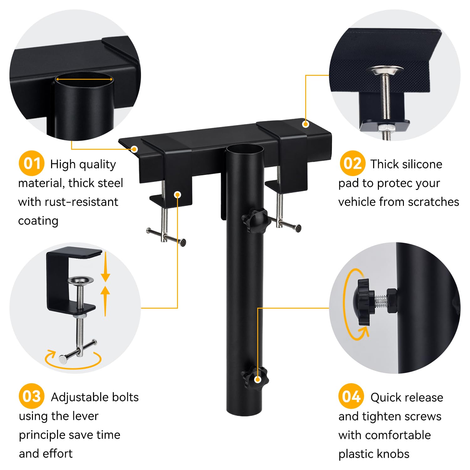 Soporte para mástil de Bandera, Soporte para mástil de camioneta, Soporte para mástil de Bandera para Camiones y Camas de Remolque, no Requiere taladrar
