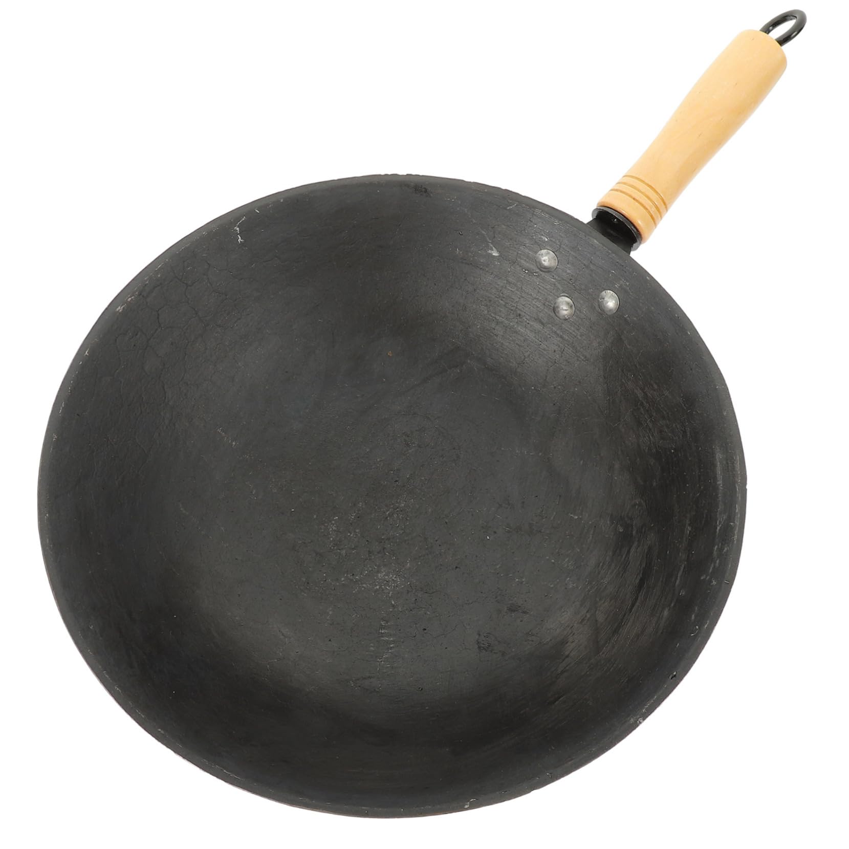 Cabilock Estufa Eléctrica Wok Hoya de Hierro Fundido Wok Tradicional para Estufa de Gas Mango de Madera y Excelente Durabilidad para Freír en Casa Estilo Aleatorio