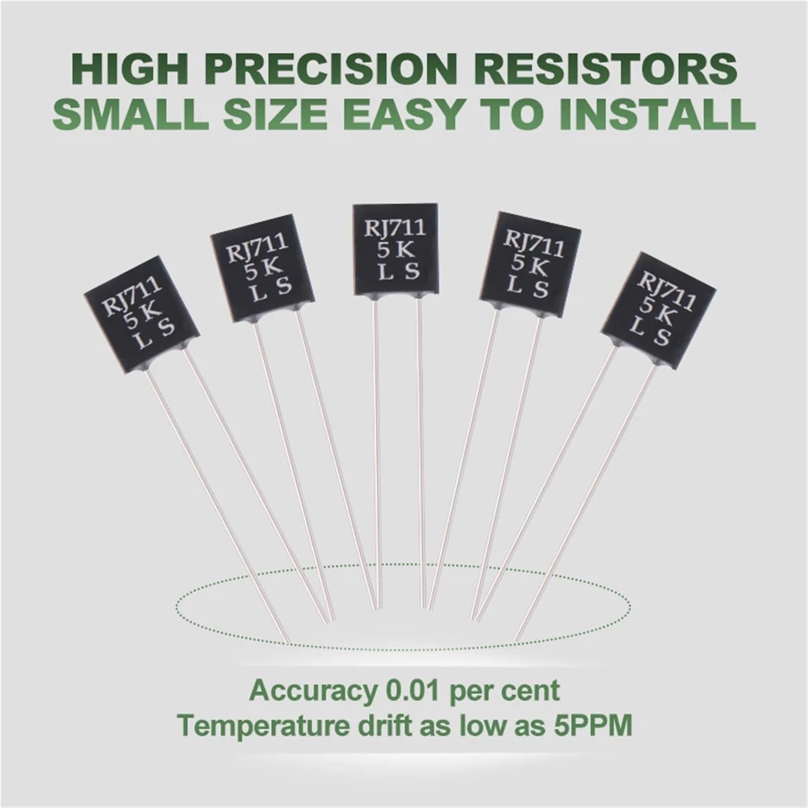 1 pz Resistenza a bassa temperatura ad alta precisione RJ711 0,25 W 0,5 W 1 W Resistenza di potenza di campionamento standard in lamina metallica da 1 Ohm a 500 K Ohm 0,01% 5 ppm(0.5 Watts,500 Ohms)