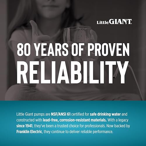 Miniatura 7 de Little Giant 16G-F151-20, 115V, 2958 GPH, 1 HP Bomba amoladora automática para sistemas de aguas residuales y efluentes con interruptor de flotador