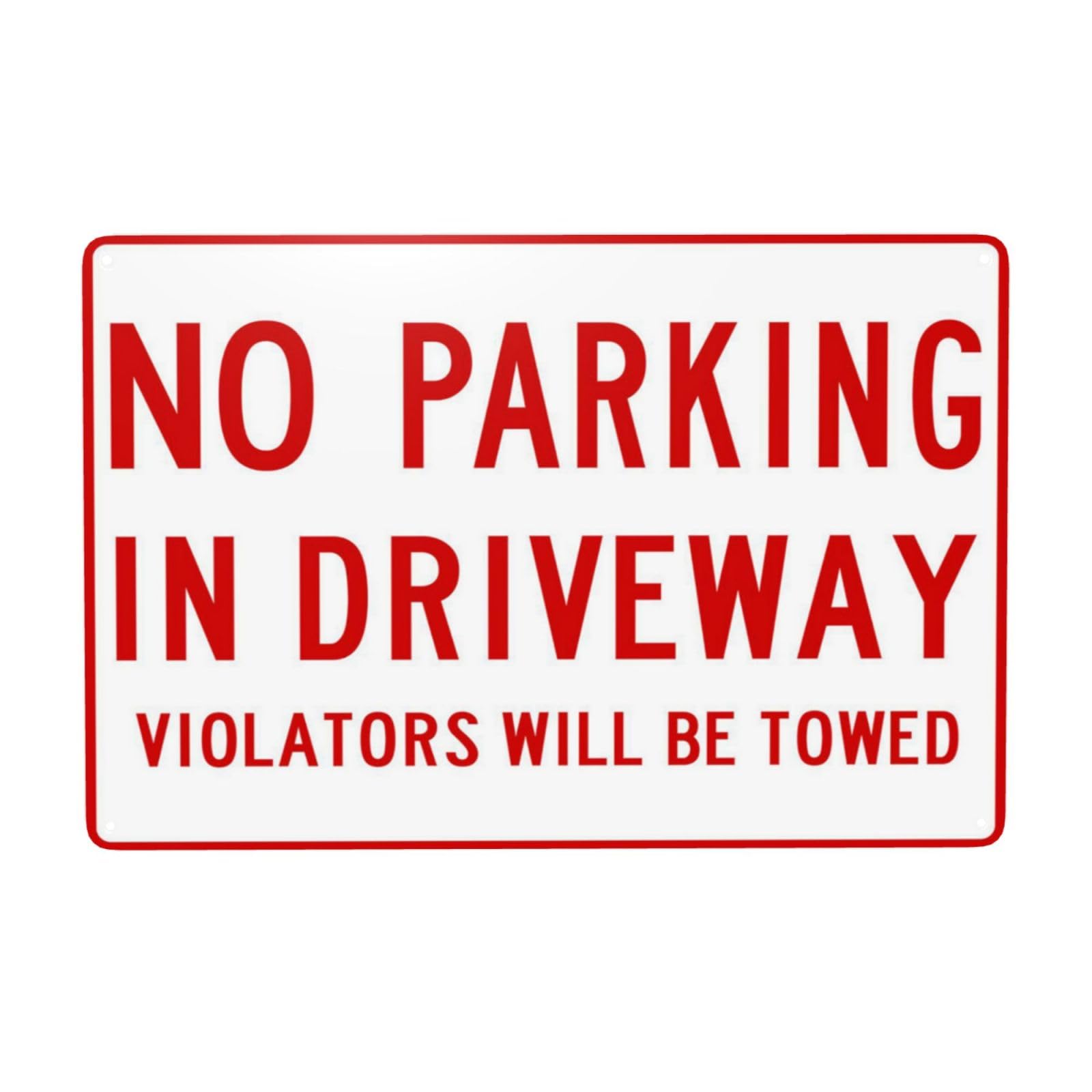 No Parking In Driveway, Violators Will Be Towed Vintage Metal Warning Sign 12x8 Inch
