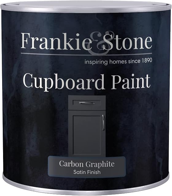 Frankie & Stone Cupboard Paint - Carbon Graphite - 1 Litre - Refresh Wood Furniture & Cabinets - Ideal For Kitchens, Bathrooms & Living Rooms - High Scuff Resistance - Satin Grey Finish