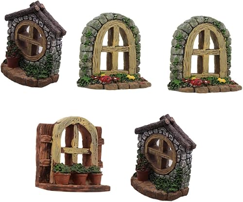 Yardwe 5pcs Mini Patio Decoración Elementos Micro Jardín Ventana Decoración Niños y Niñas Decoración Creativa Set de Decoración Estilo Aleatorio
