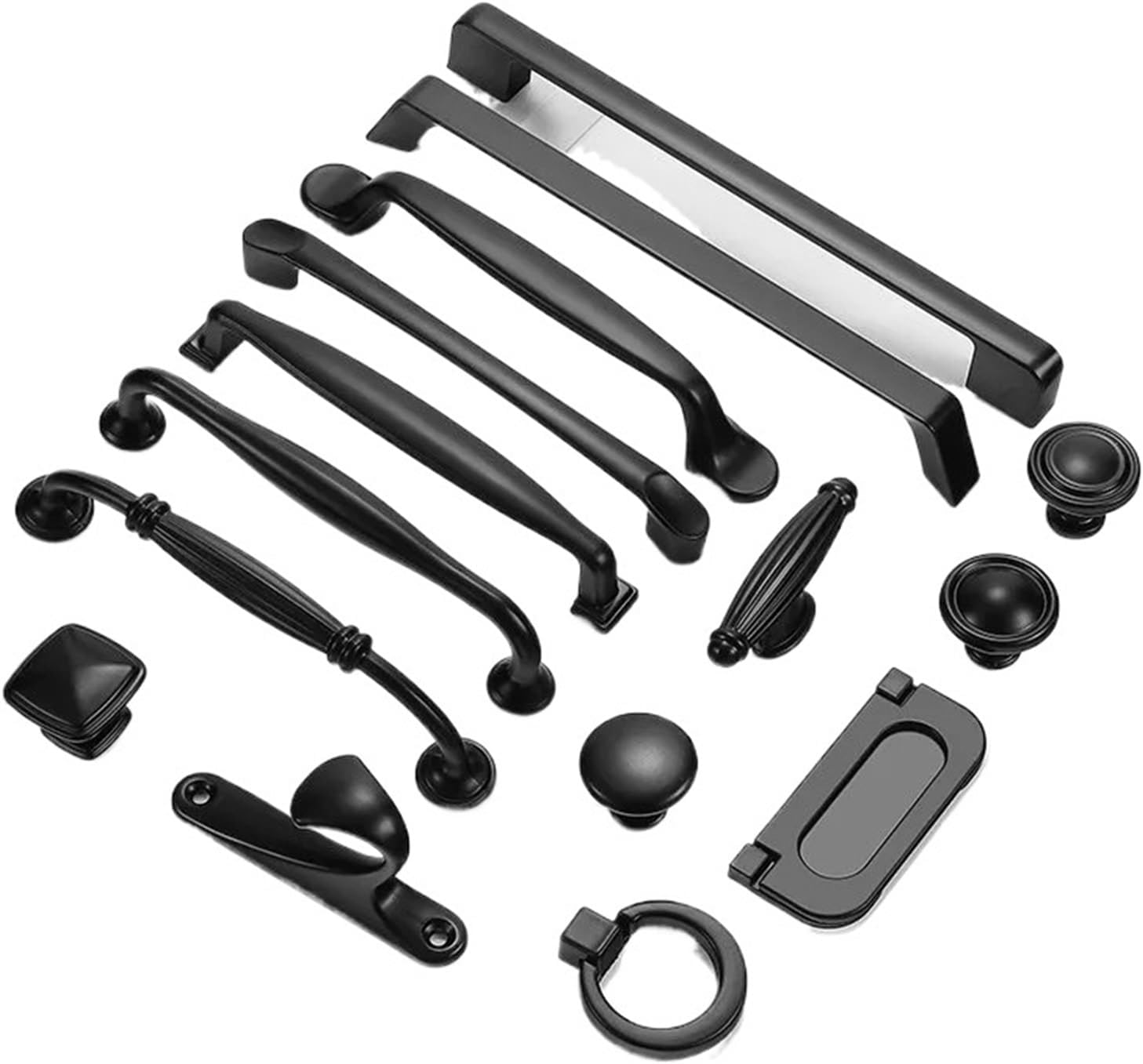 Black Cabinet Door Handles Solid Aluminum Alloy Kitchen Cupboard Pulls Drawer Knobs Furniture Handle Hardware 2Pcs(S)