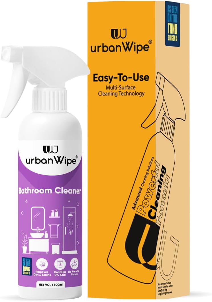 urban Wipe Bathroom Cleaner | Ecofriendly Tough Lime Scale Hard Water Stain Remover, Spray And Scrub Cleaning for Bathroom,Taps, Faucet, Washbasins, Showers & Floor Tiles Cleaner_(500Ml)